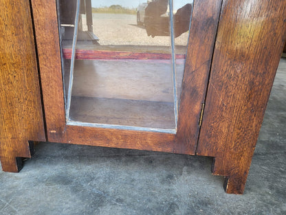 Antique oak Deco small 1x door glazed bookcase cabinet shelves