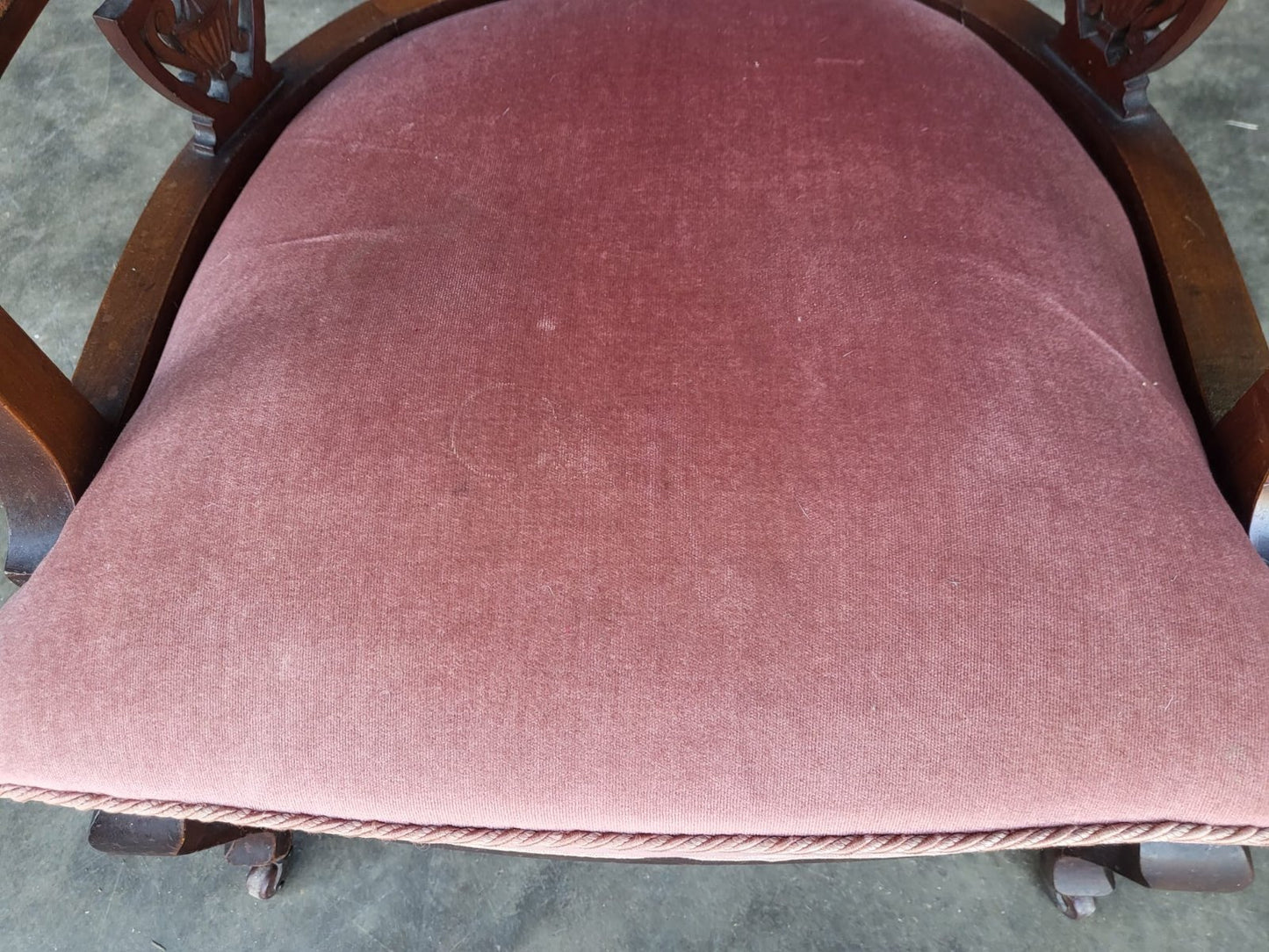 Antique Victorian open bedroom tub chair cabriole legs castors