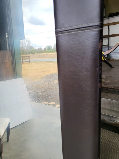 Large tall freestanding mirror leather faux ?  frame 6'x7"x3'