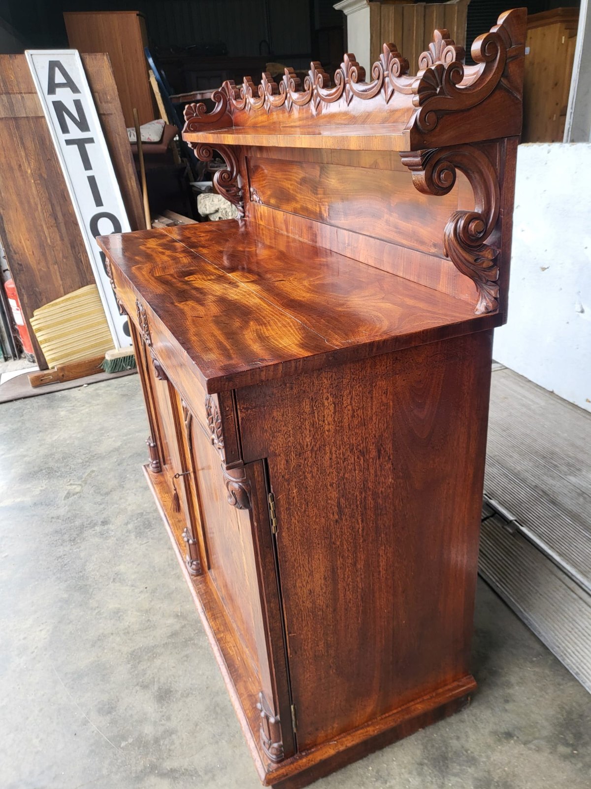 Antique Victorian chiffonier sideboard gallery drawers cupboard