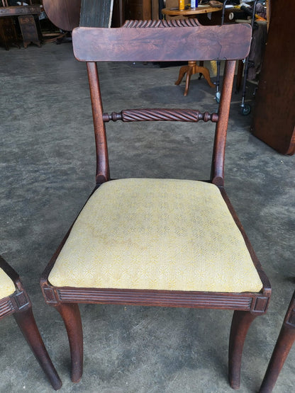Four small antique Georgian dining chairs sabre leg