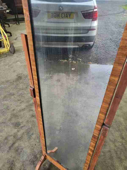 20thC tall cheval floor standing bedroom mirror castors