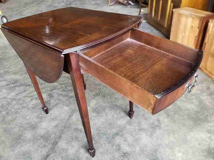 Antique repro small Drop leaf side end occasional table drawer tapered legs