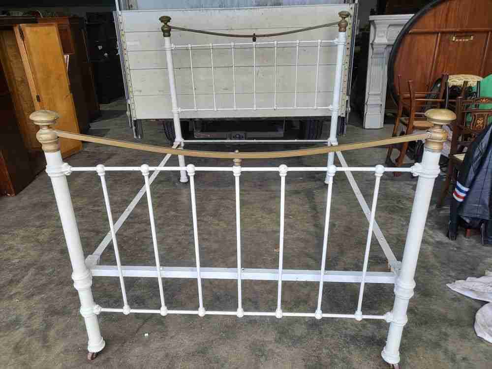 Antique Victorian cast iron double bed frame