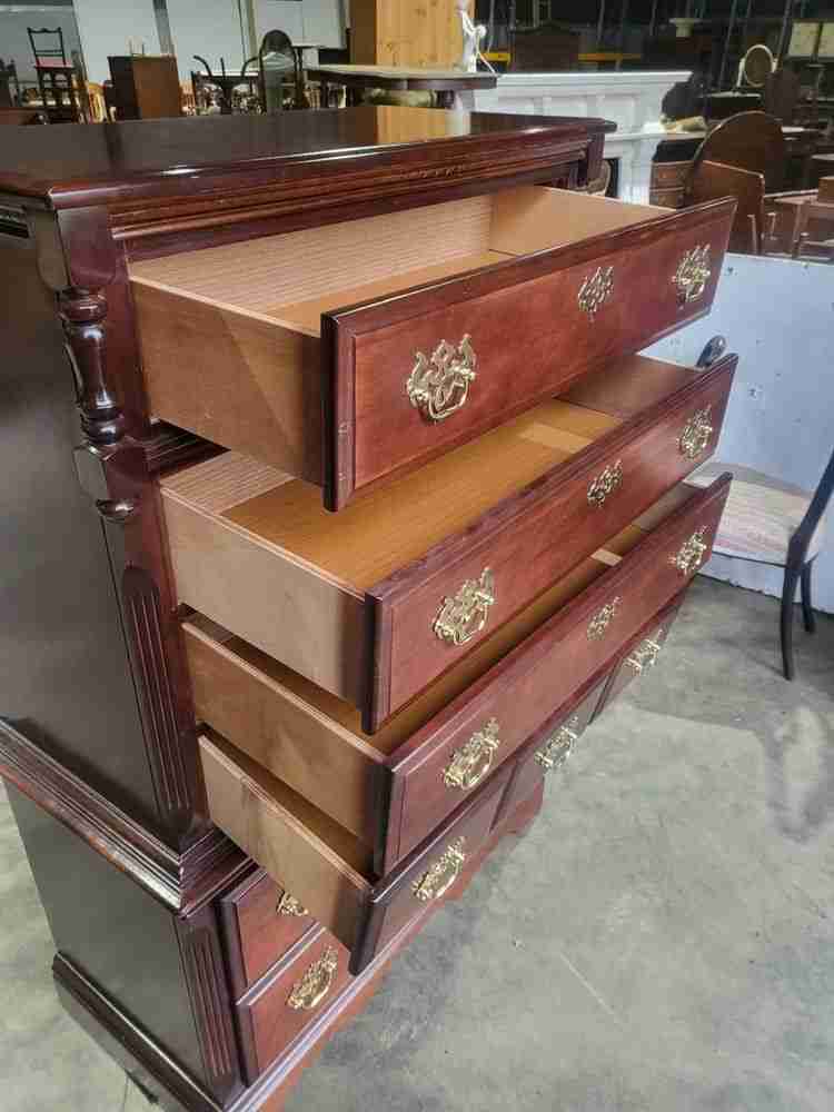 Antique repro tall 4 over 2 chest of drawers chest on chest