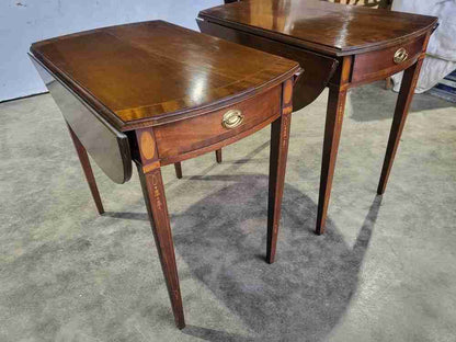 Pair two antique repro Pembroke side inlaid occasional dining tables PRICE x 1
