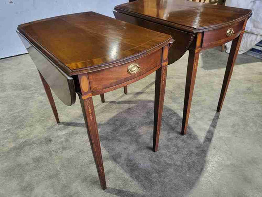 Pair two antique repro Pembroke side inlaid occasional dining tables PRICE x 1