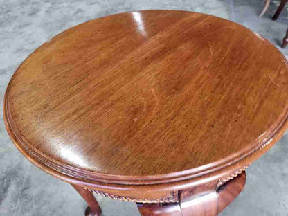 Antique Edwardian round side end lamp table cabriole legs rope edging