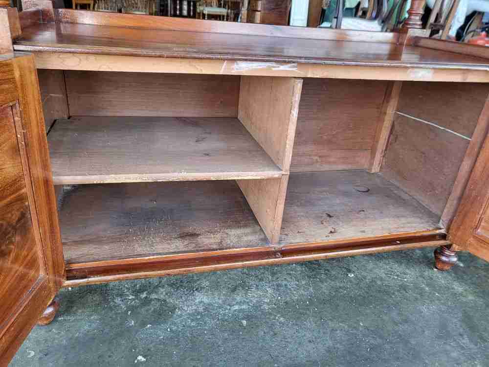 Antique mahogany two tier buffet serving table cupboard