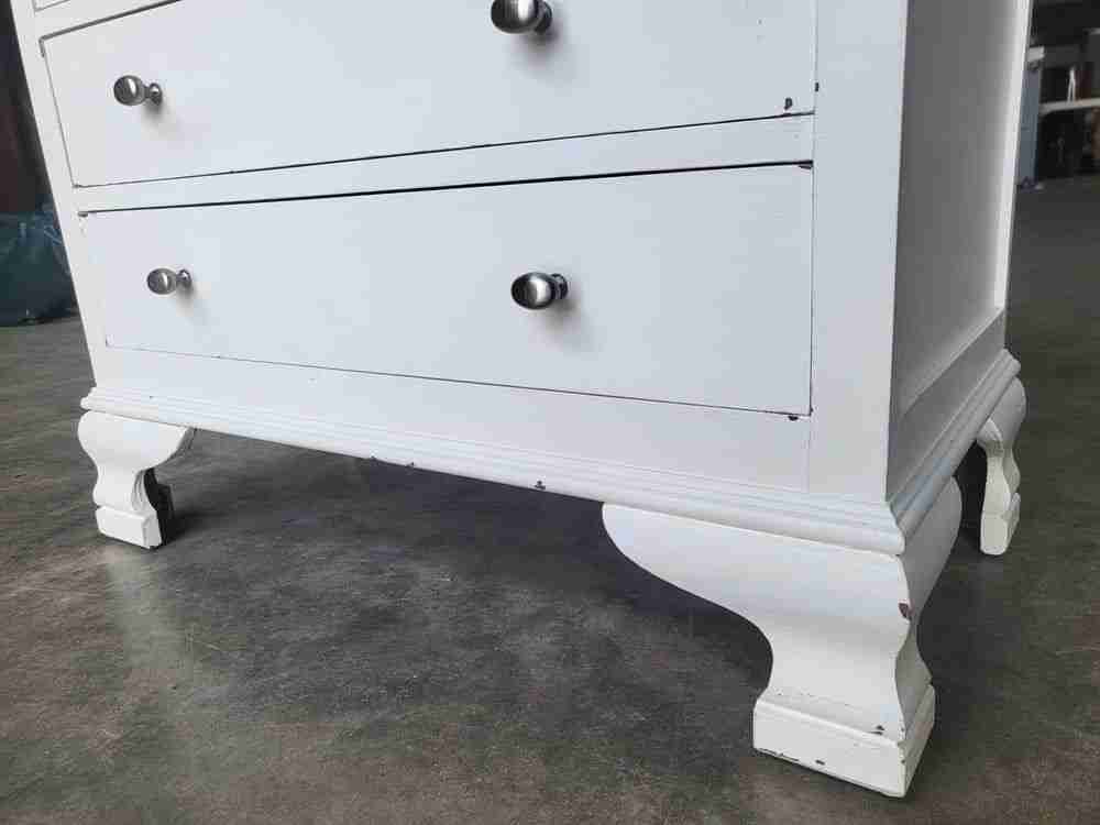 20thC white small chest of drawers 4 drawers bracket feet bedroom