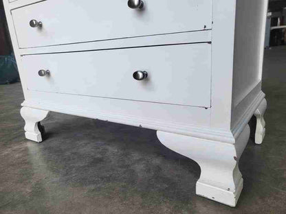 20thC white small chest of drawers 4 drawers bracket feet bedroom