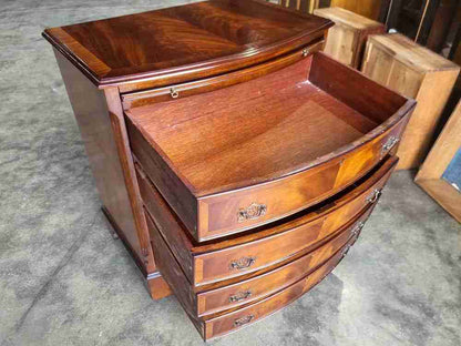 Antique repro bow front chest of drawers slide tray dressing table desk