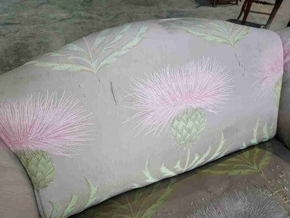 Curved small 2 seat silk floral sofa shabby bed end seat
