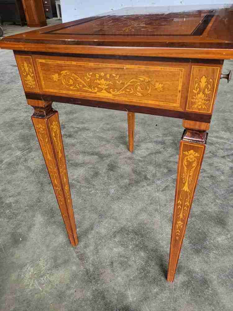 Sheraton revival antique inlaid writing desk drawer table