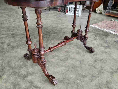 Antique Edwardian pedestal mahogany kidney desk dressing table carved legs