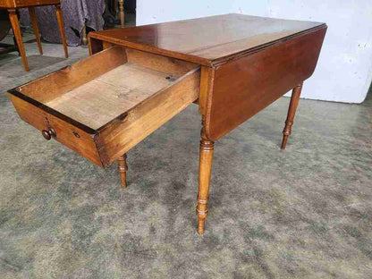 Antique drop leaf Pembroke dining occasional table drawer seat 6