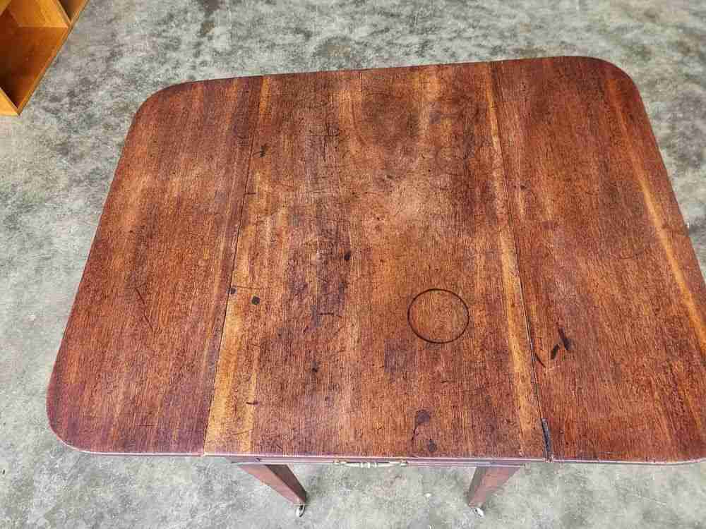Antique Victorian Pembroke drop leaf dining occasional table drawer