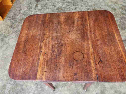 Antique Victorian Pembroke drop leaf dining occasional table drawer