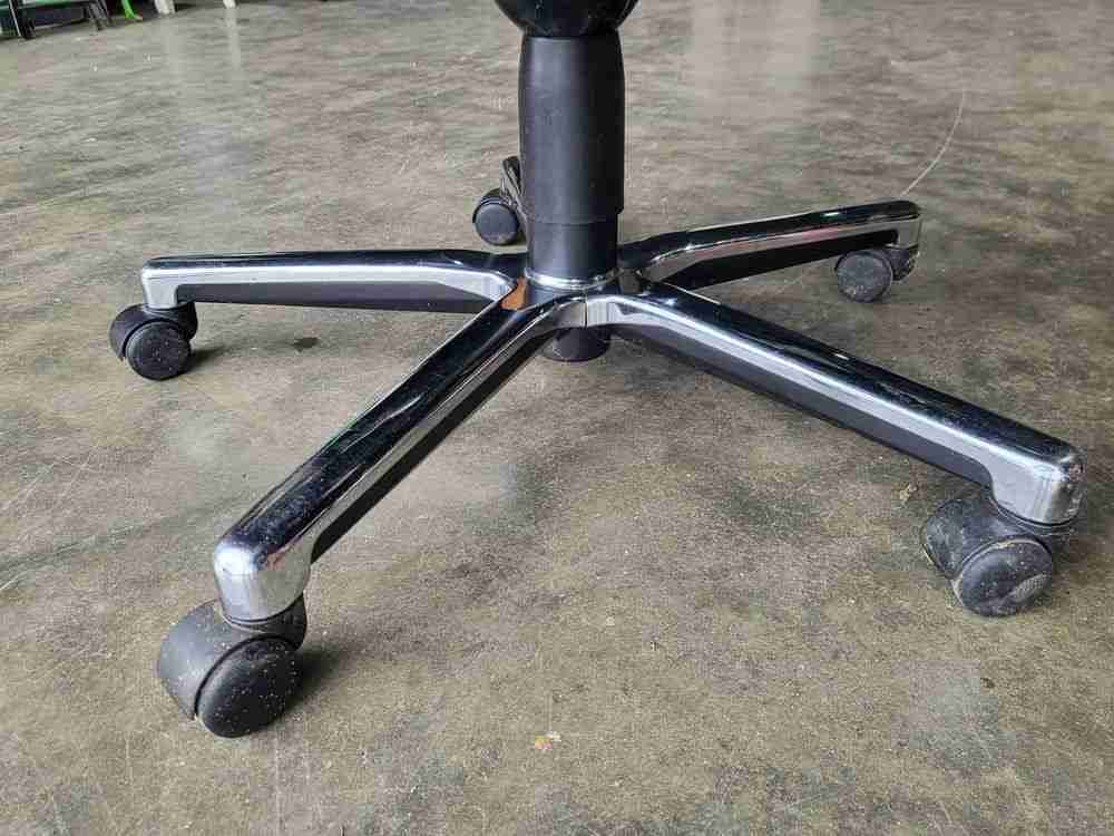 Black leather chrome swivel tilt adjust height office chair