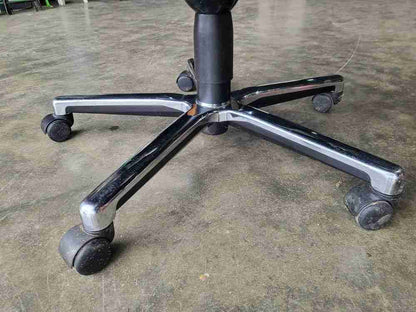 Black leather chrome swivel tilt adjust height office chair