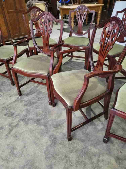Antique repro mahogany shield back dining chairs 2 carvers 6 chairs