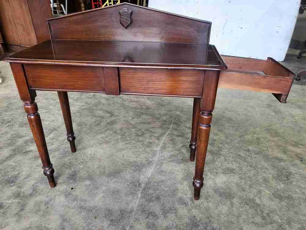 Antique Edwardian small console hall table desk drawer