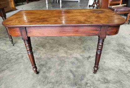 Two Antique Georgian mahogany D end turned leg hall server dining table deskPRICEX1