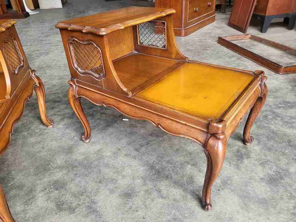 Pair antique repro French side end sofa tables cabriole legs