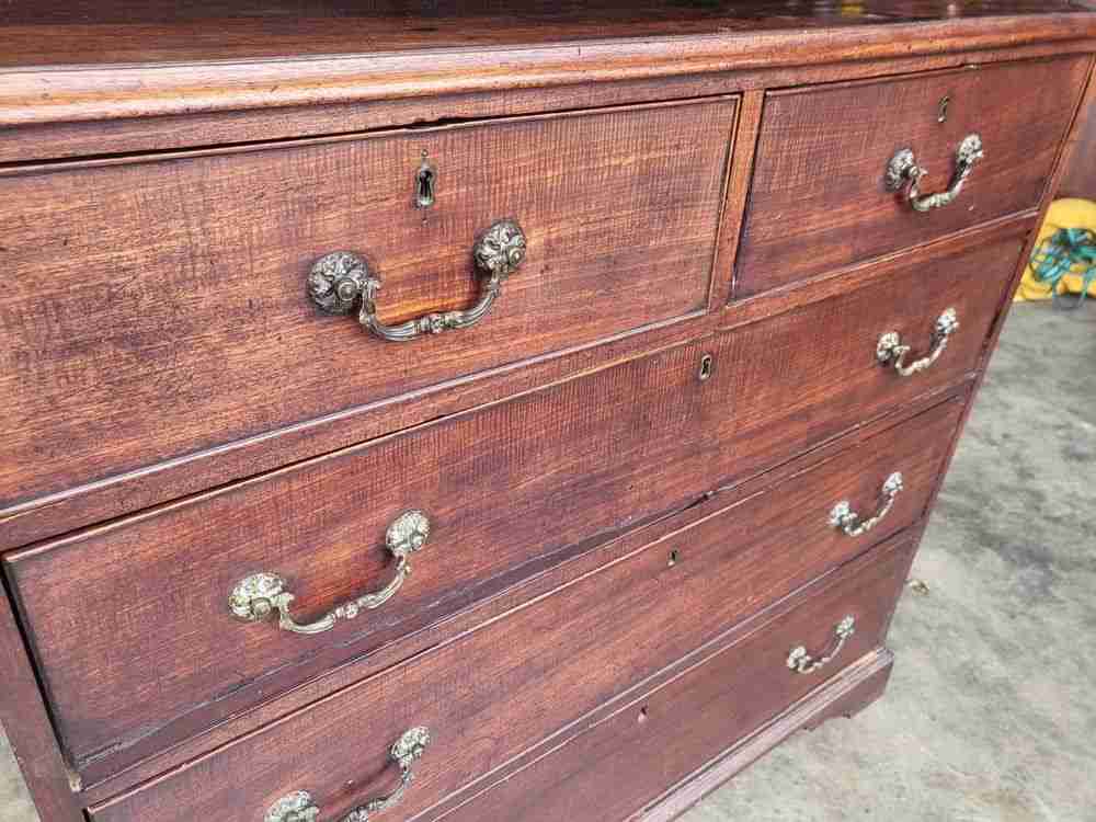 Antique Victorian  2 over 3 chest of drawers bracket feet brass handles