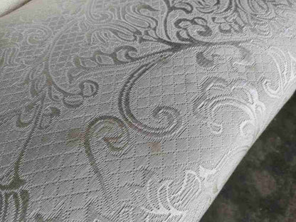 Antique Victorian open bedroom bathroom chair white Damask material