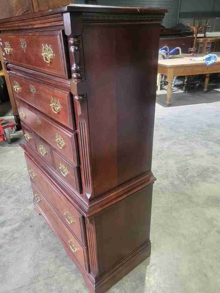Antique repro tall 4 over 2 chest of drawers chest on chest