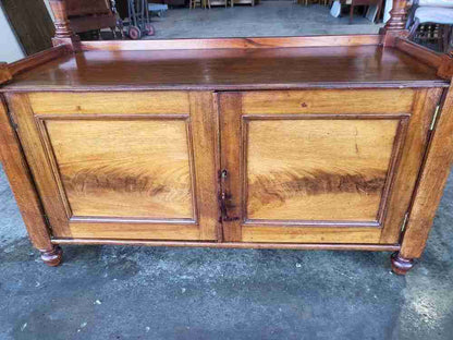 Antique mahogany two tier buffet serving table cupboard