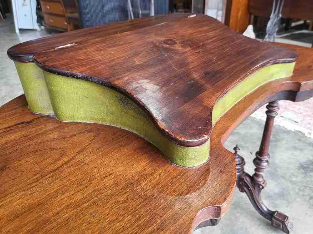 Antique Edwardian pedestal mahogany kidney desk dressing table carved legs