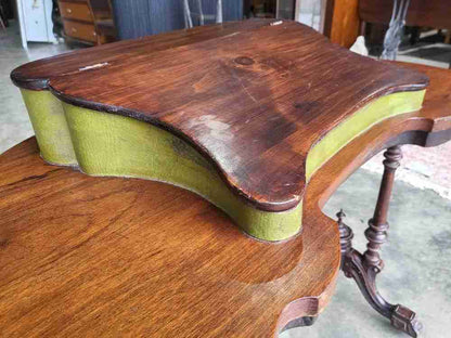 Antique Edwardian pedestal mahogany kidney desk dressing table carved legs