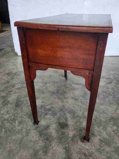 Antique Edwardian inlaid small single drawer hall serving table
