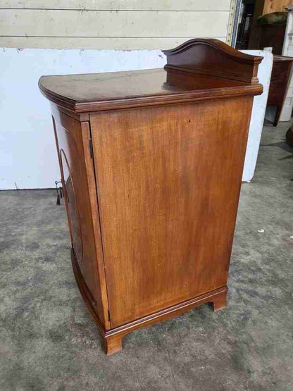 Antique bow front side end cupboard cabinet drawer