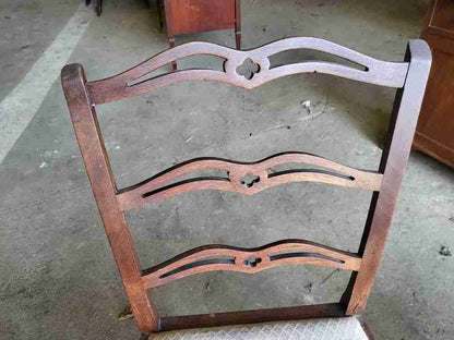 Four antique Georgian ribbon back dining chairs square legs