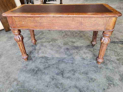 Antique Victorian 2 drawer hall serving side table turned legs