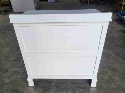 20thC white small chest of drawers 4 drawers bracket feet bedroom