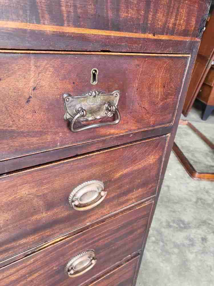 Antique Georgian Mahogany 3 over 3 inlaid chest of drawers square legs