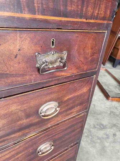 Antique Georgian Mahogany 3 over 3 inlaid chest of drawers square legs