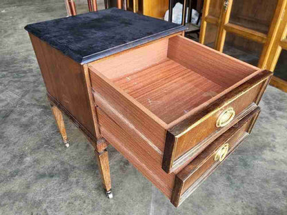 Antique Edwardian side end lamp table 2 drawers tapered legs