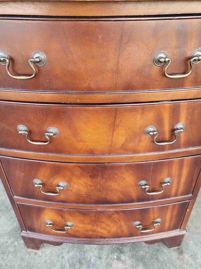 Antique repro small bow front chest of 4 drawers