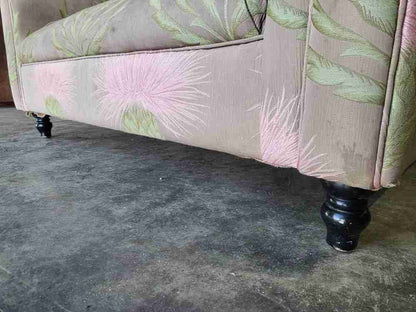 Curved small 2 seat silk floral sofa shabby bed end seat