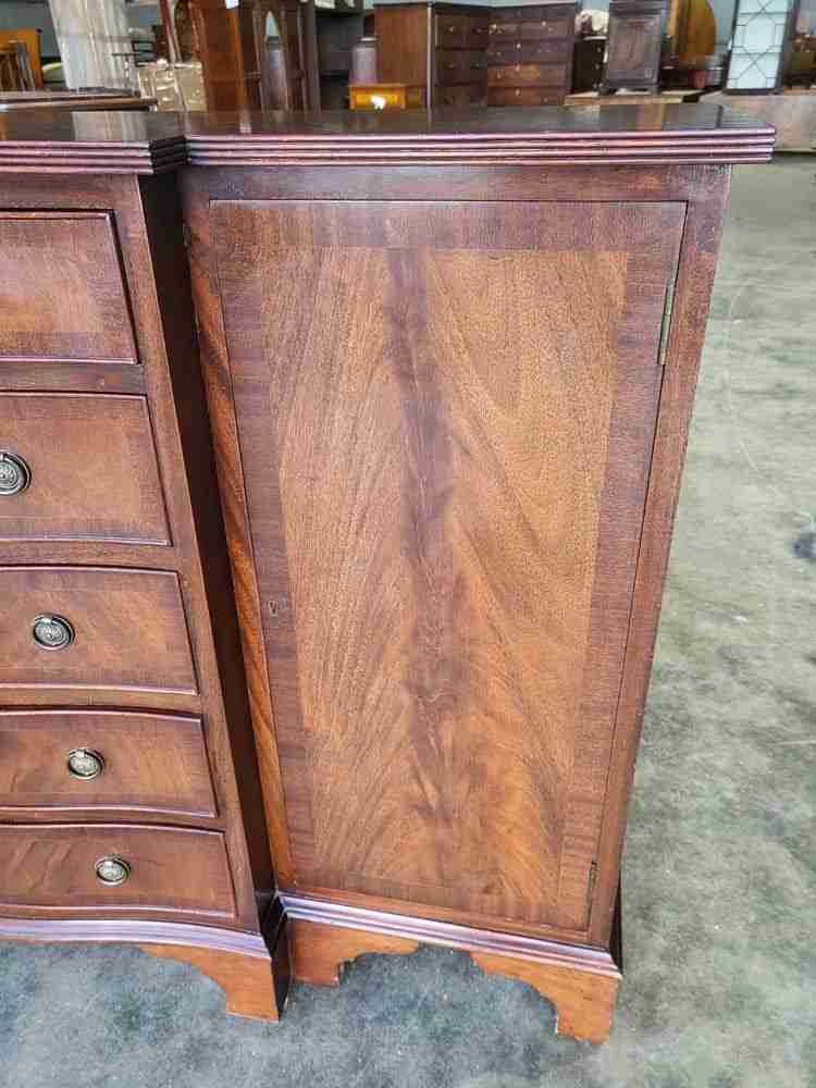 Antique repro small break front sideboard cupboard drawers