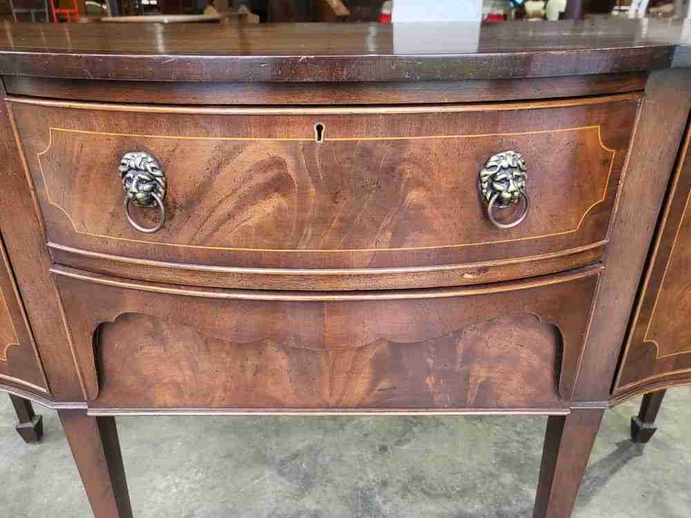 Antique repro serpentine large sideboard cupboard drawers legs