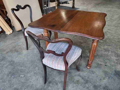 Antique serpentine extending dining occasional hall desk table