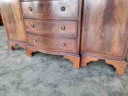 Antique repro small break front sideboard cupboard drawers