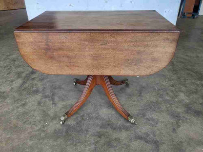 Antique Georgian pedestal drop leaf occasional dining table drawers