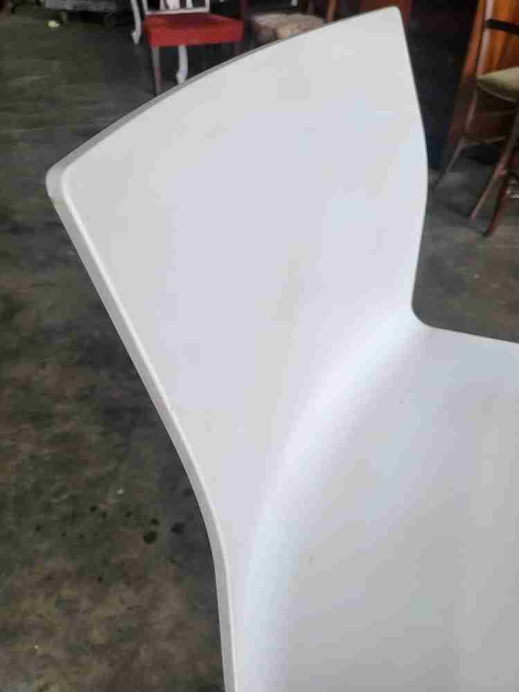 White 70's style  office swivel  chair chrome star base